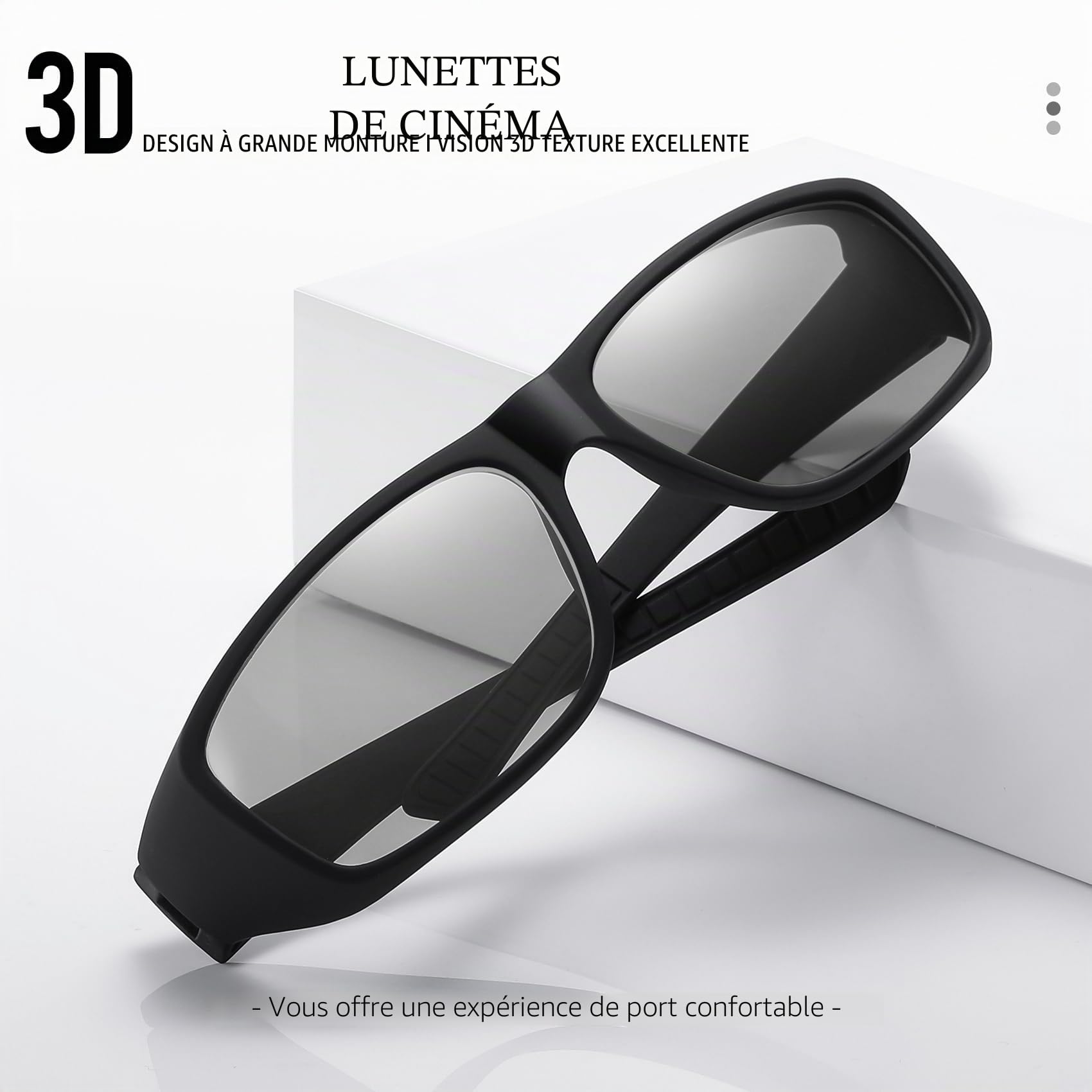 Cinéma 3D Lunettes pour RealD 3D Film,Grand cadre,Plus clair Plus lumineux(Pack de 2)