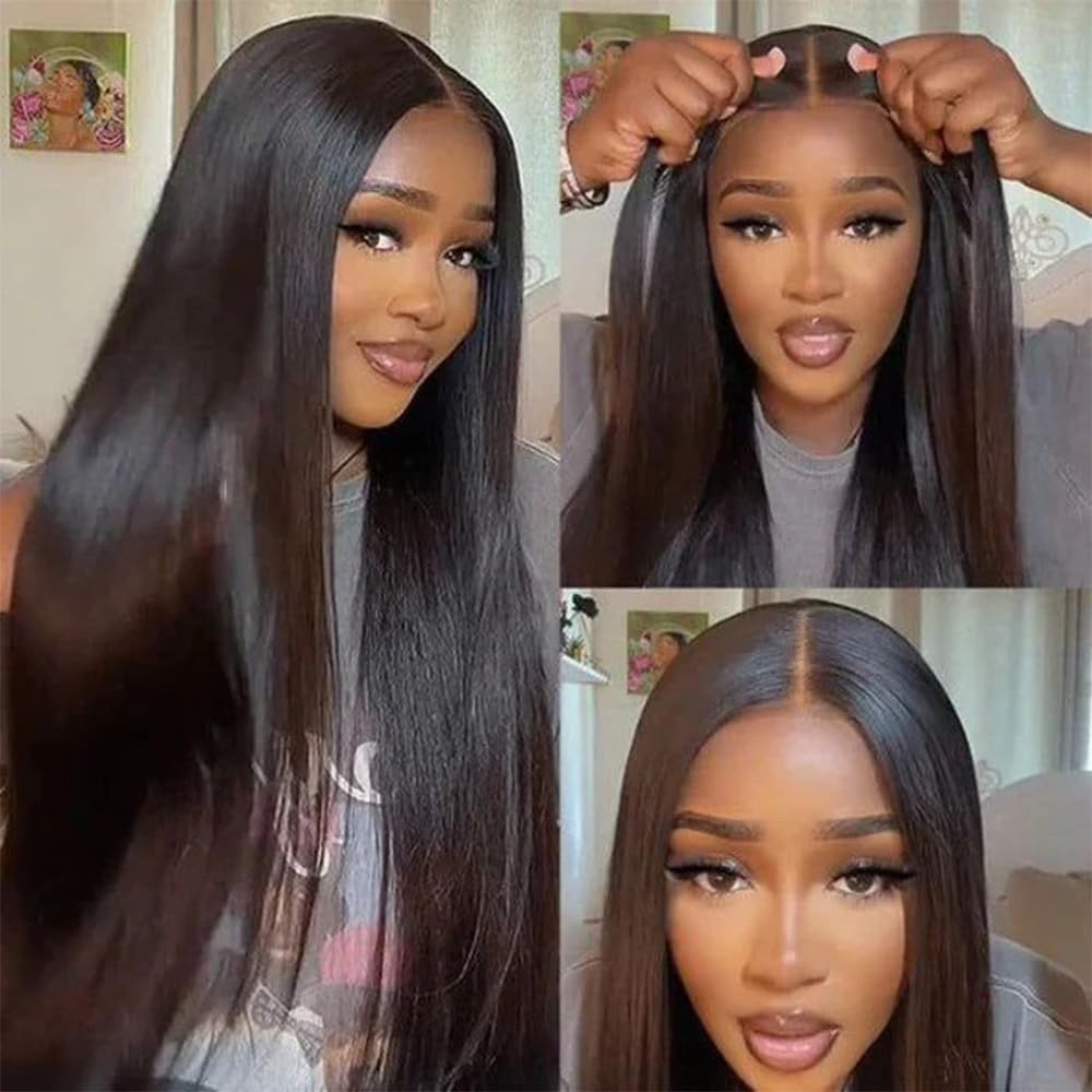 PERISMODA Bye Bye Knots Glueless Wig Straight Wave 7x5 Wear and Go Glueless Wig Human Hair HD Lace Front Wigs Human Hair Invisible Bleached Knots Pre Cut 180% Density 22 Inch - Image 3