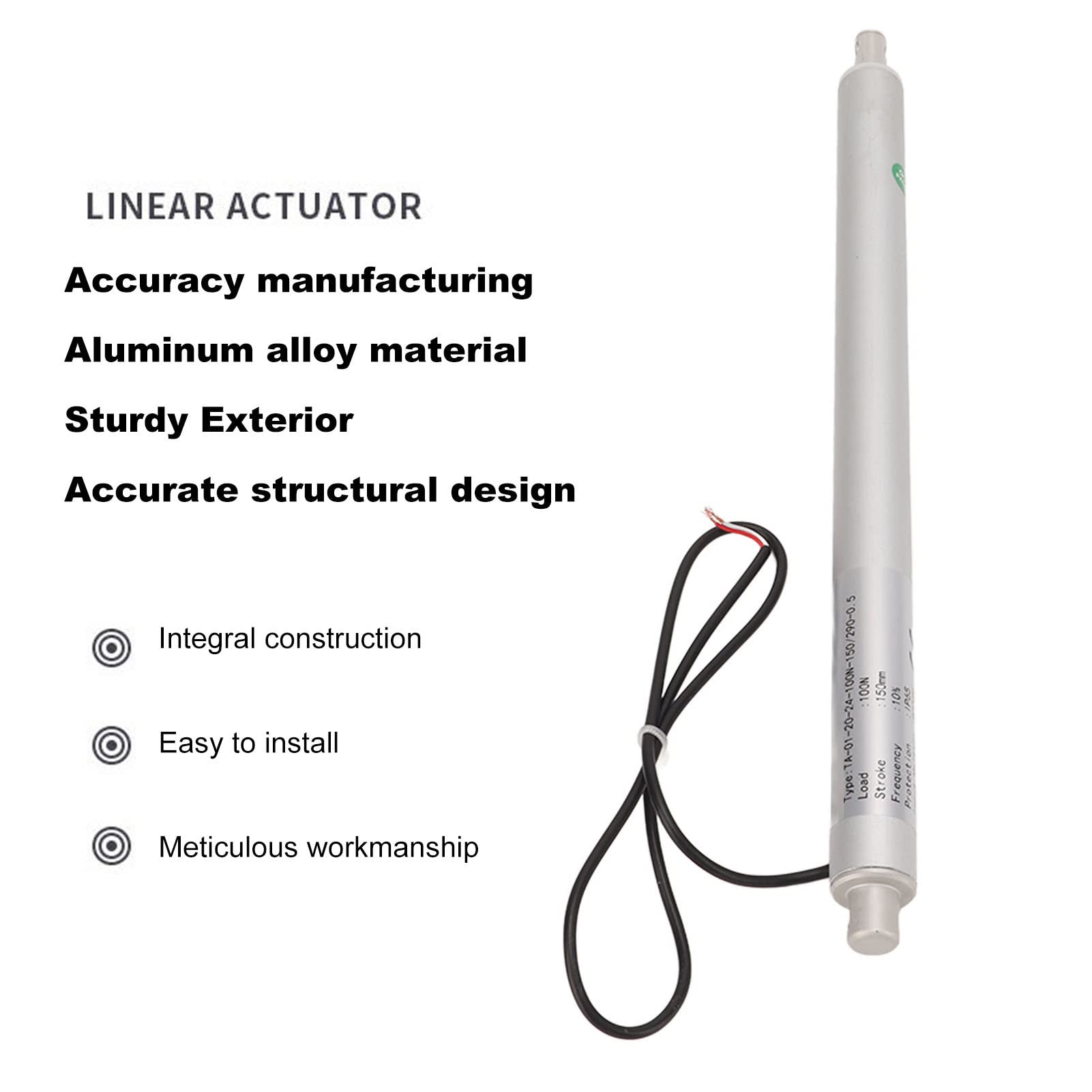 Actionneur électrique de type stylo, mini actionneur linéaire avec course de 150 mm, interrupteur de fin de course intégré pour un fonctionnement sûr, conception durable classée (12V)