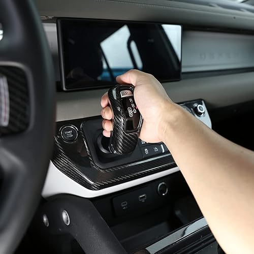 Miniatura 4 de YIWANG Cubierta de la cabeza de la perilla de palanca de cambios de fibra de carbono 100% real para Land Rover Defender 110 2020 2021 Accesorios de