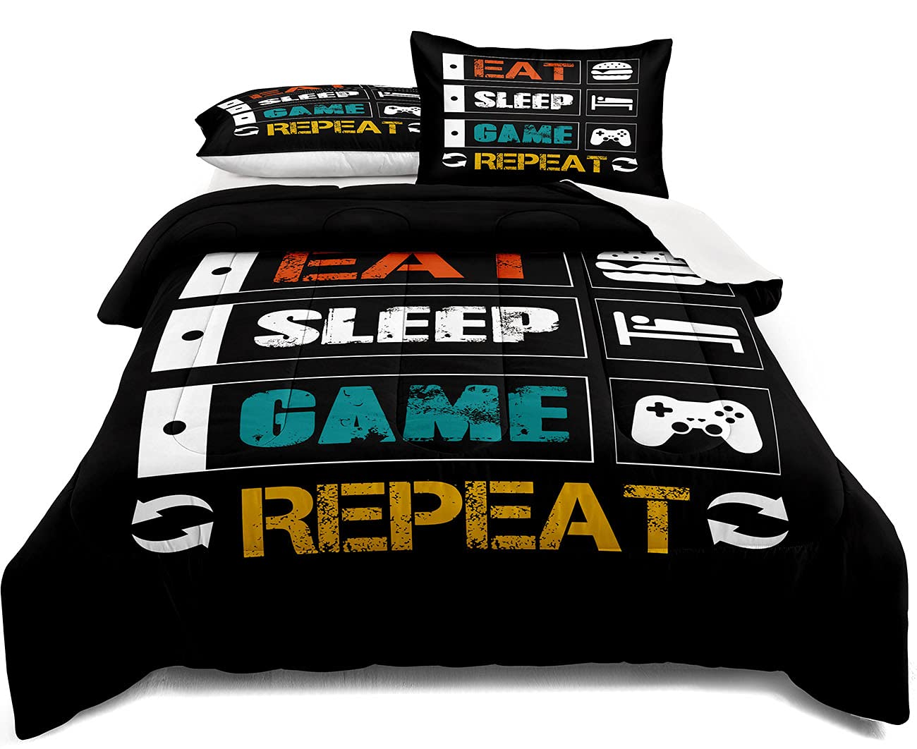 lris Bedding Gaming Comforter Set Twin Size for Boys Kids Game Room Decor Video Game Gamer Comforter Teens Bedroom Gamepad Bedding Set All Season (A08