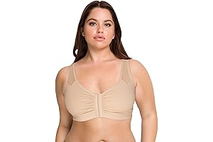 Women's Comfort Front Closure Sport Bra with Mesh Straps for Post-Surgery Support