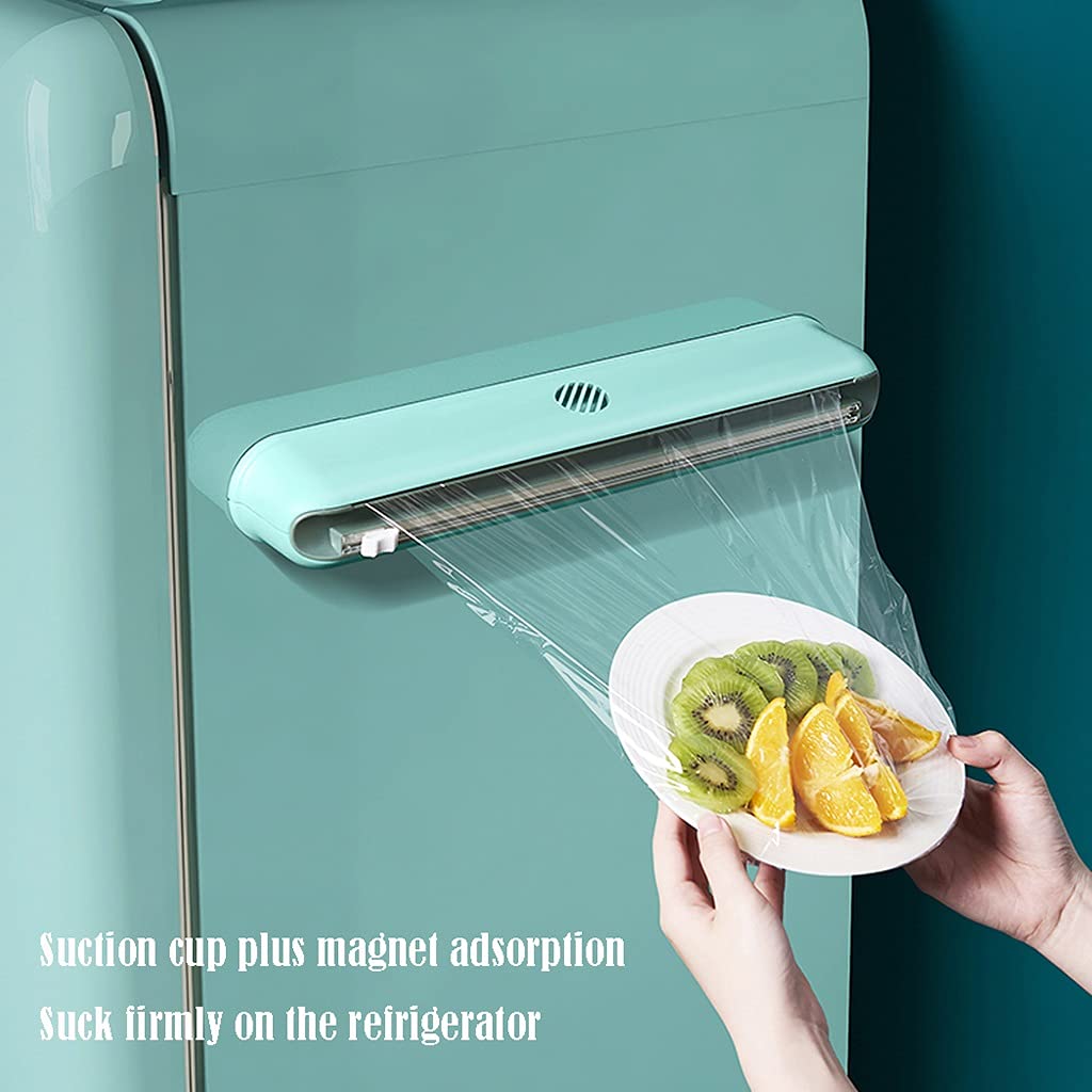 Film alimentaire pour restauration, distributeur et coupe-film alimentaire 38 cm, distributeur de film alimentaire et de papier d'aluminium de cuisine en plastique avec coupe-film magnétique, utilisé