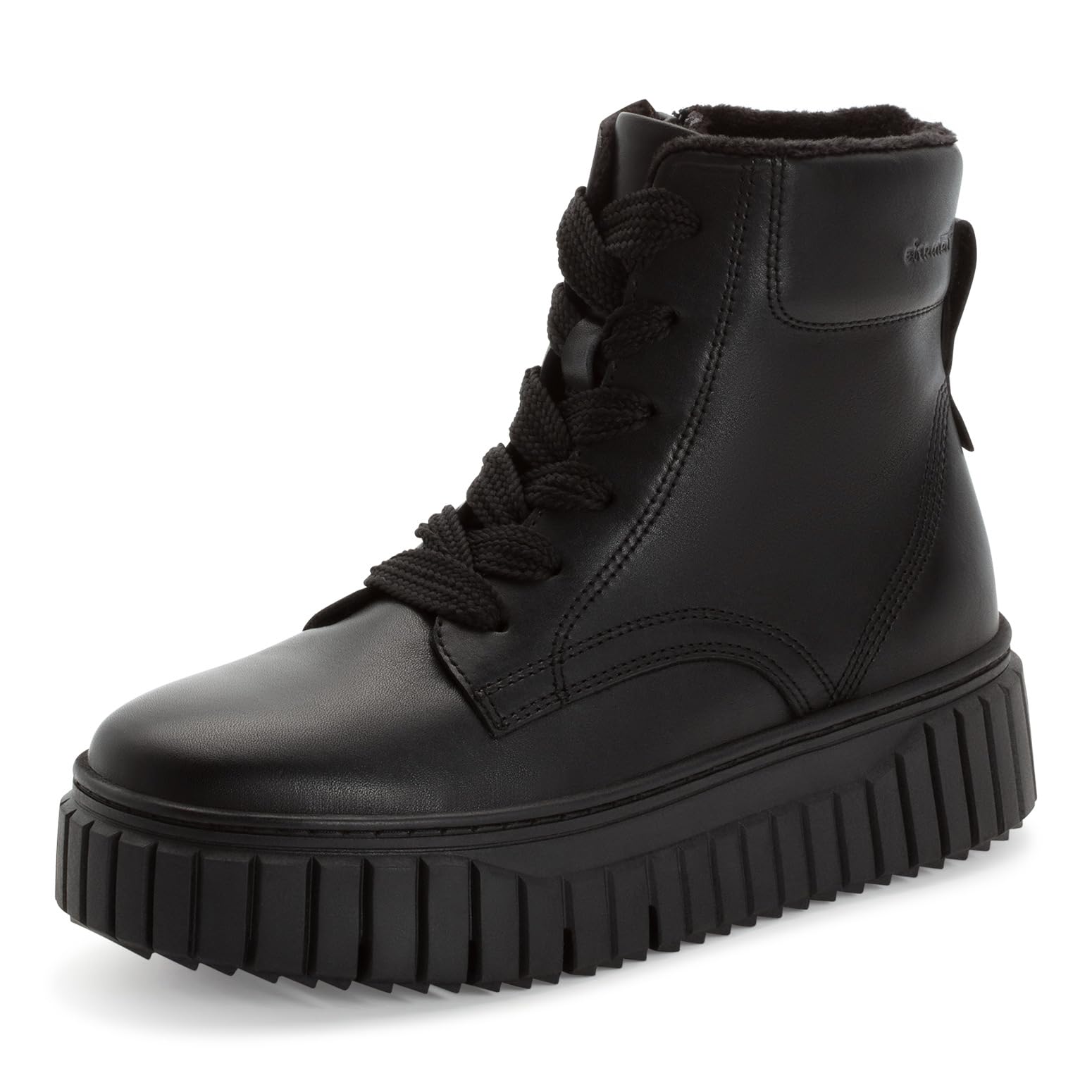 Tamaris Women's Lace Boot Flat 1-25267-45 Ankle Boots, Black Leather, 39 EU, Black (Black Leather), 7 UK