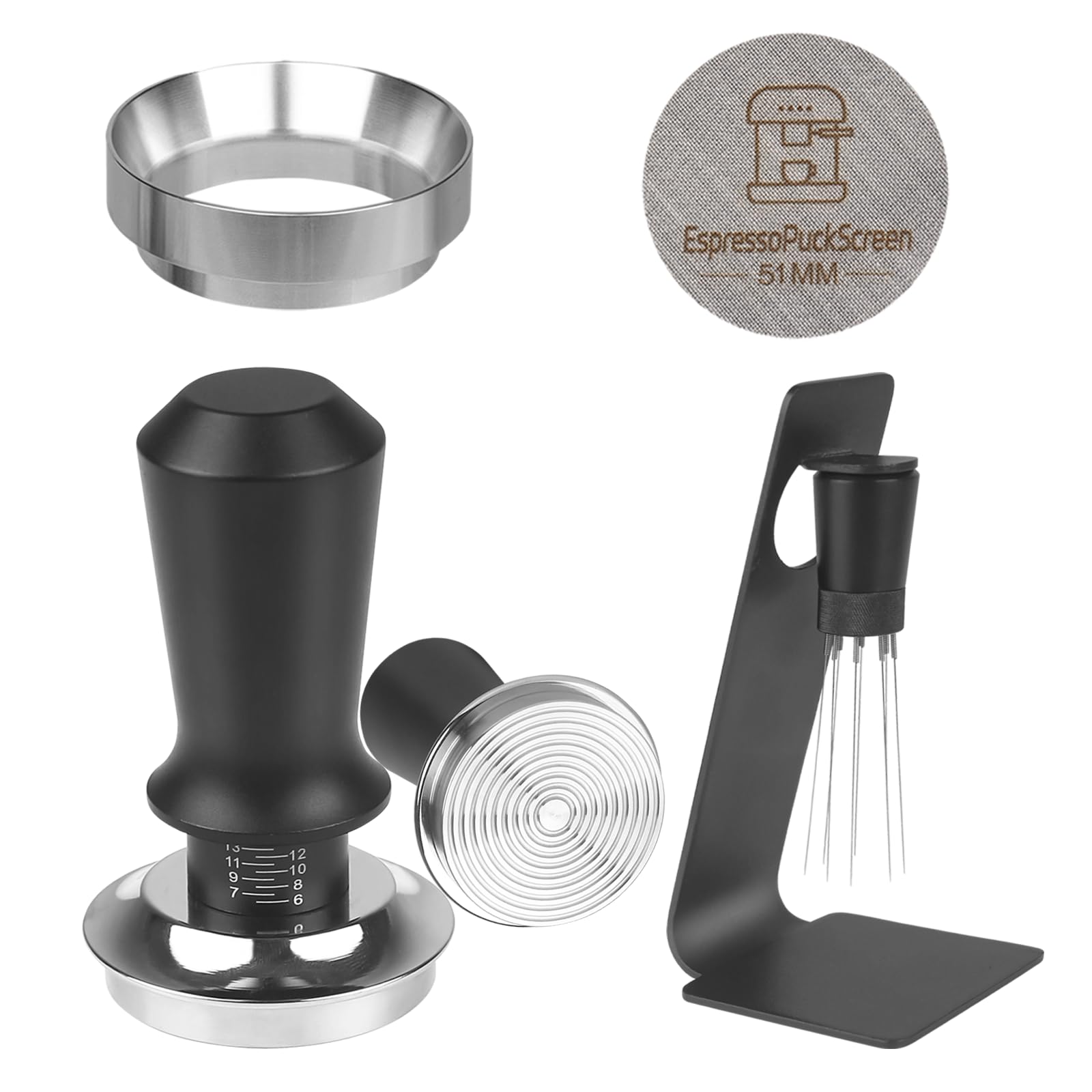 SHUTEX Tamper Caffè 51mm Con Puck Screen - Acciaio Inox, Base Filettata, Per Espresso - Foto 13