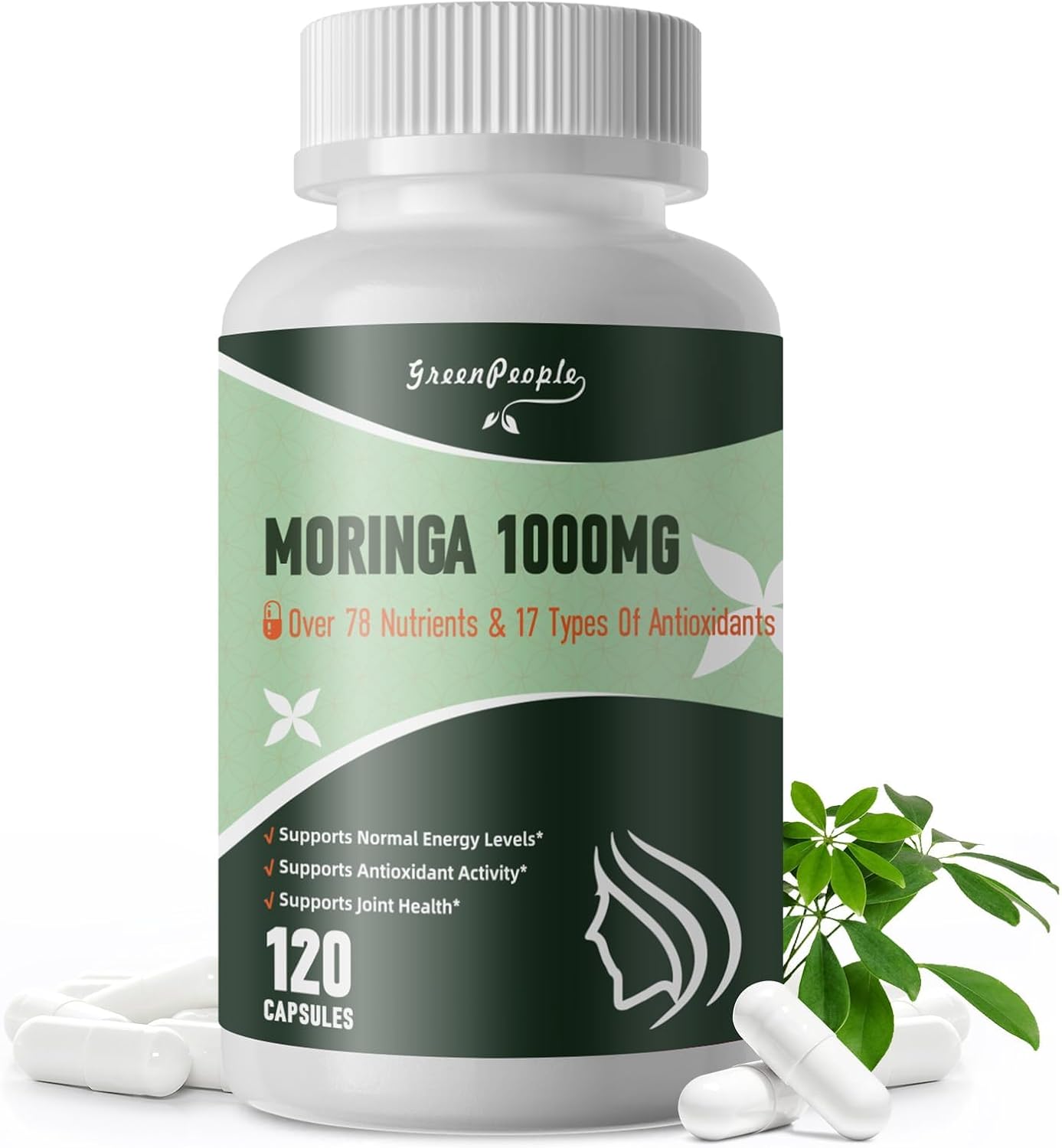 Moringa Capsules,Rich Moringa Powder with Turmeric & Ginger,Natural Green Antioxidant Superfood – Supports Energy,Skin Health,Gut Health,with Essential Vitamins & Amino Acids,120pcs-2 pack Moringa Capsules,Rich Moringa Powder with Turmeric & Ginger,Natural Green Antioxidant Superfood – Supports Energy,Skin Health,Gut Health,with Essential Vitamins & Amino Acids,120pcs-2 pack