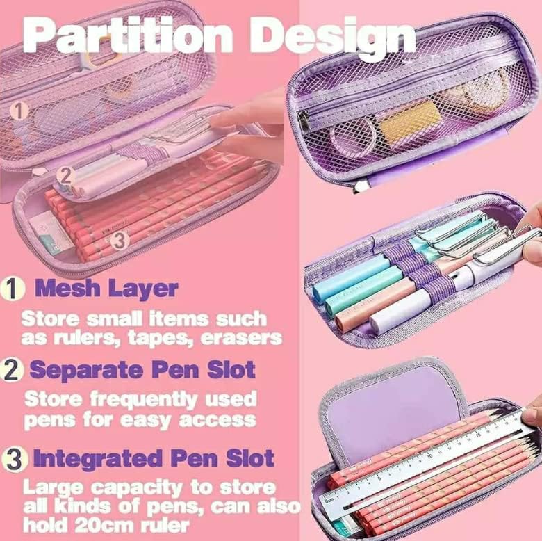 Image of DEOXY 3D Unicorn Cover Large Capacity Pencil Case Compass with Compartments, School Supply Organizer for Students, Stationery Box, Cosmetic Zip Pouch Bag-CK12UN
