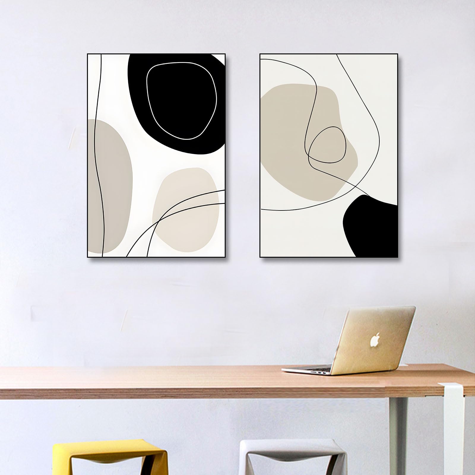 Poster Lignes Abstraites Bohème - Lot De 2, 30x40 Cm, Toile Haute Qualité, Sans Cadre, Décoration Murale Moderne Salon/Chambre