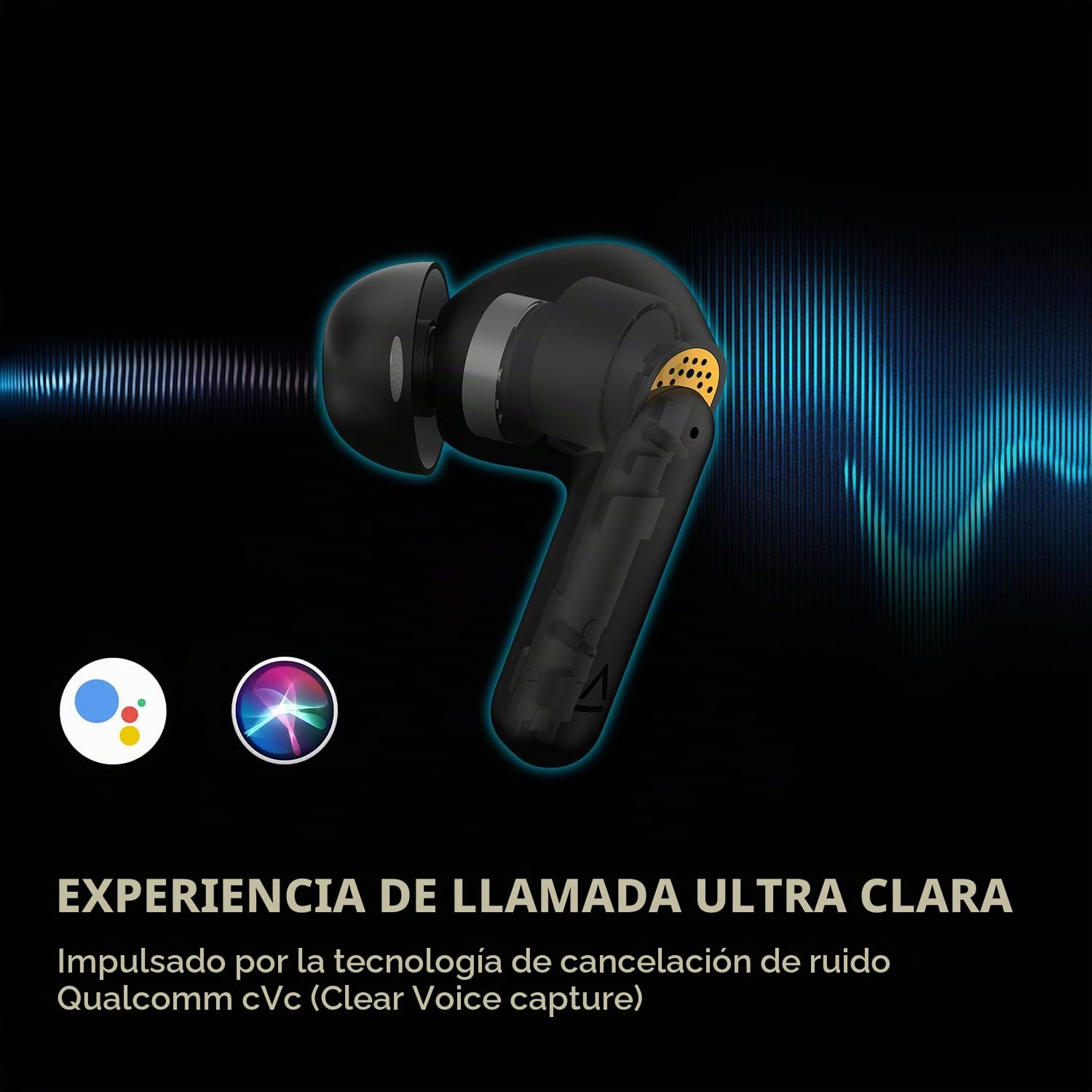 CREATIVE Aurvana Ace Auriculares True Wireless Ligeros e Impermeables con Controlador xMEMS, aptX Adaptive y Bluetooth LE Audio, ANC, Modo Ambiente, IPX5, hasta 24 Horas de Duración de la Batería