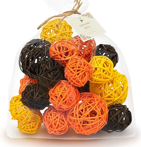 Miniatura 7 de Qingbei Rina Bolas de mimbre de ratán, bolas decorativas para cuencos, relleno de jarrón para centros de mesa, esferas tejidas de orbes decorativos,