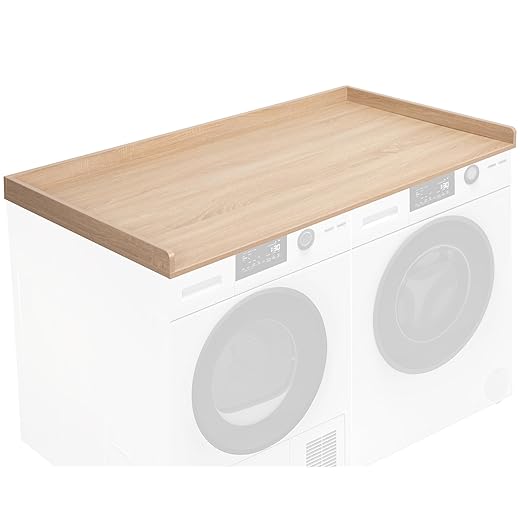 Life Finds 54 inch Washer Dryer Countertop with Safety Ledge for Laundry Room Organization, Light Wood, LF-WDCT1C