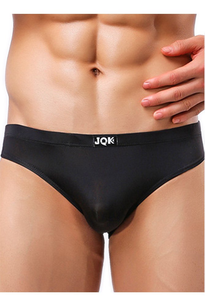 Louis Rouse Men's Sexy Ice Silk Y Front Briefs Underwear (M, Black)