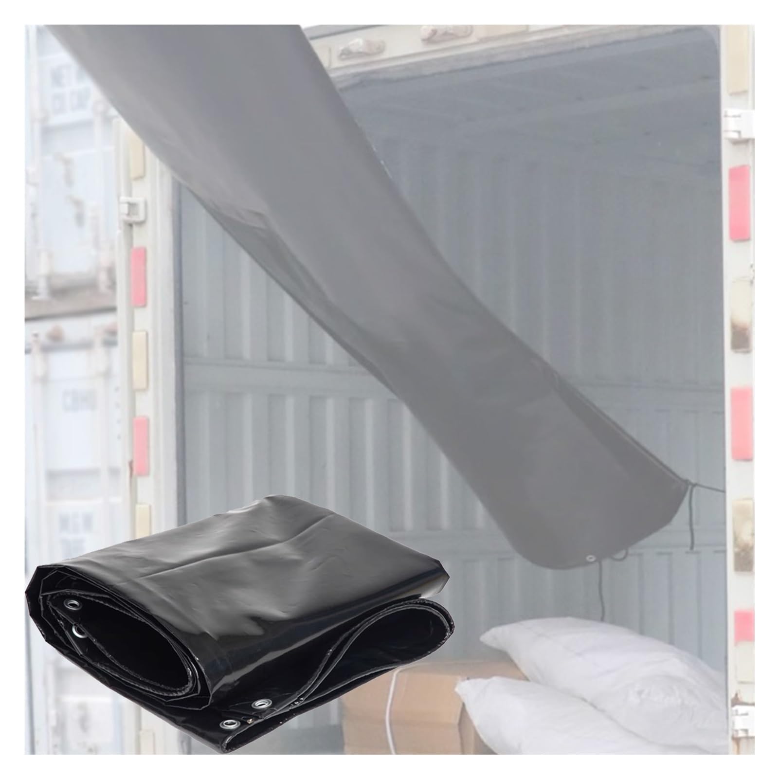GTHTUHFD Canvas Chute,Heavy-Duty Tarpaulin Cargo Handling Slides With Grommets, Canvas Chute For Warehouse & Construction, 1.5X12M Loading & Unloading Conveyor,Black-1.5x20m/4.92x65.6ft