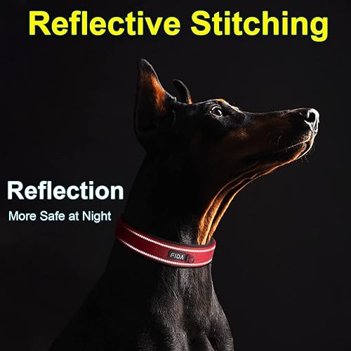 Miniatura 5 de Fida Collar para perro resistente, ultra cómodo y acolchado de neopreno suave, collar de nailon reflectante ajustable para mascotas con hebilla de