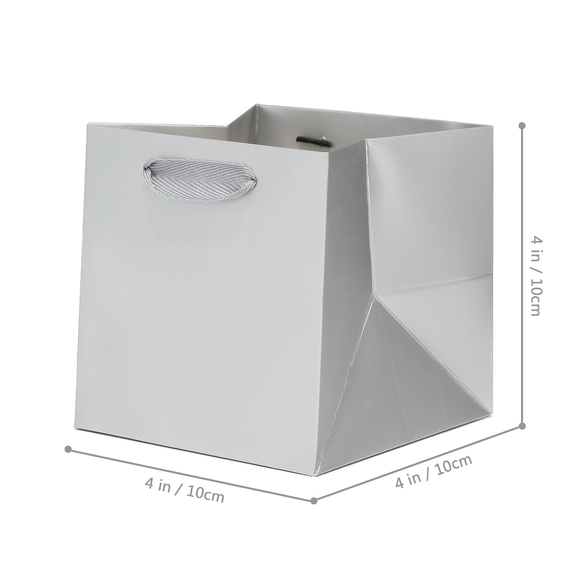 LFCXHTY 10 Pack Square Gift Bags - 8x8x8 Inch Silver With Tissue Paper & Handles