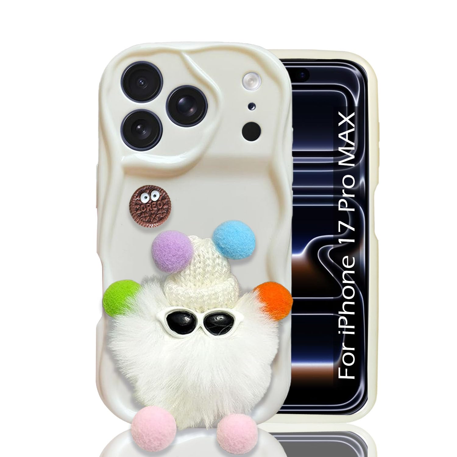 KC Back Cover for iPhone 17 Pro Max - 3D New Curly Wave Cartoon