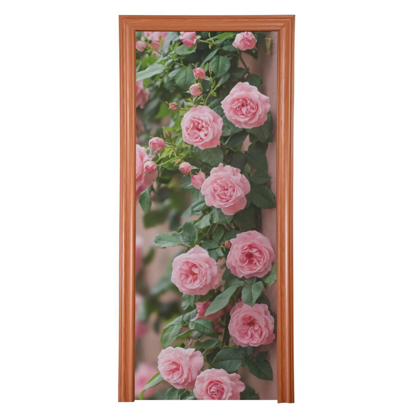 FLildon Valentine's Day Rose Pink Door Cover Decoration, Party Accessory Porch Decor for Festive Ornament Room Door Covers 35 x 79 Inch