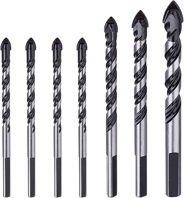 HPMAISON 7PCS Tungsten Carbide Tip Drill Bits Set Masonry Drill Bits Set for Porcelain Ceramic Tile, Concrete, Brick Wall, Glass, Mirrors, Plastic, Masonry and Wood (6 6 6 6 8 10 12mm)