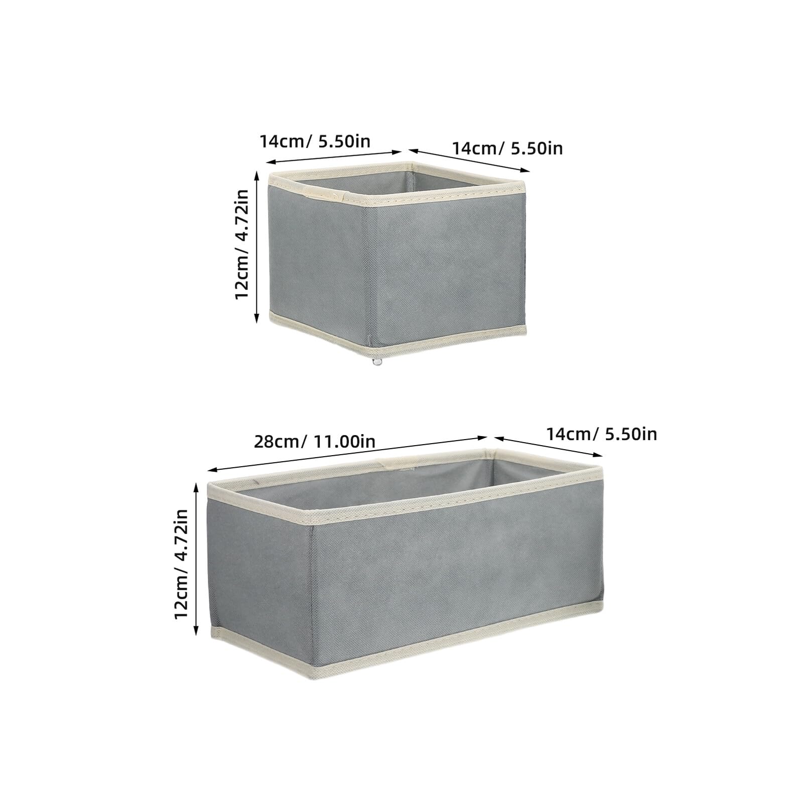 12 Stück Faltbare Aufbewahrungsboxen aus Stoff Schubladenorganizer für Kleidung und Unterwäsche Kleiderschrank Organizer in Grau Platzsparend und Langlebig