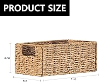 Vista 2 de 6 Pack Small Wicker Baskets, Wicker Woven Storage Basket Toilet Paper Baskets with Handles, Towel Basket for Home Organizing Shelves (Beige)