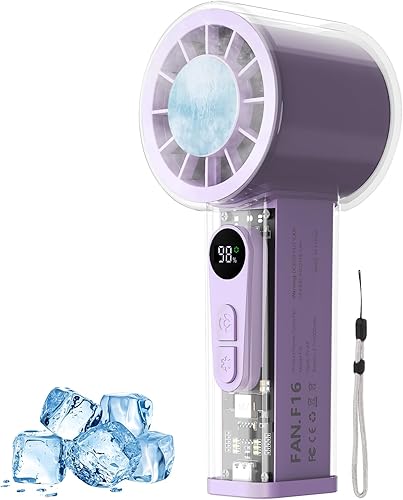 Ventilador turbo de mano con refrigeración por hielo, mini ventilador portátil, batería recargable de 5000 mAh, 6 velocidades ajustables, diseño disponible en Yaxa Colombia