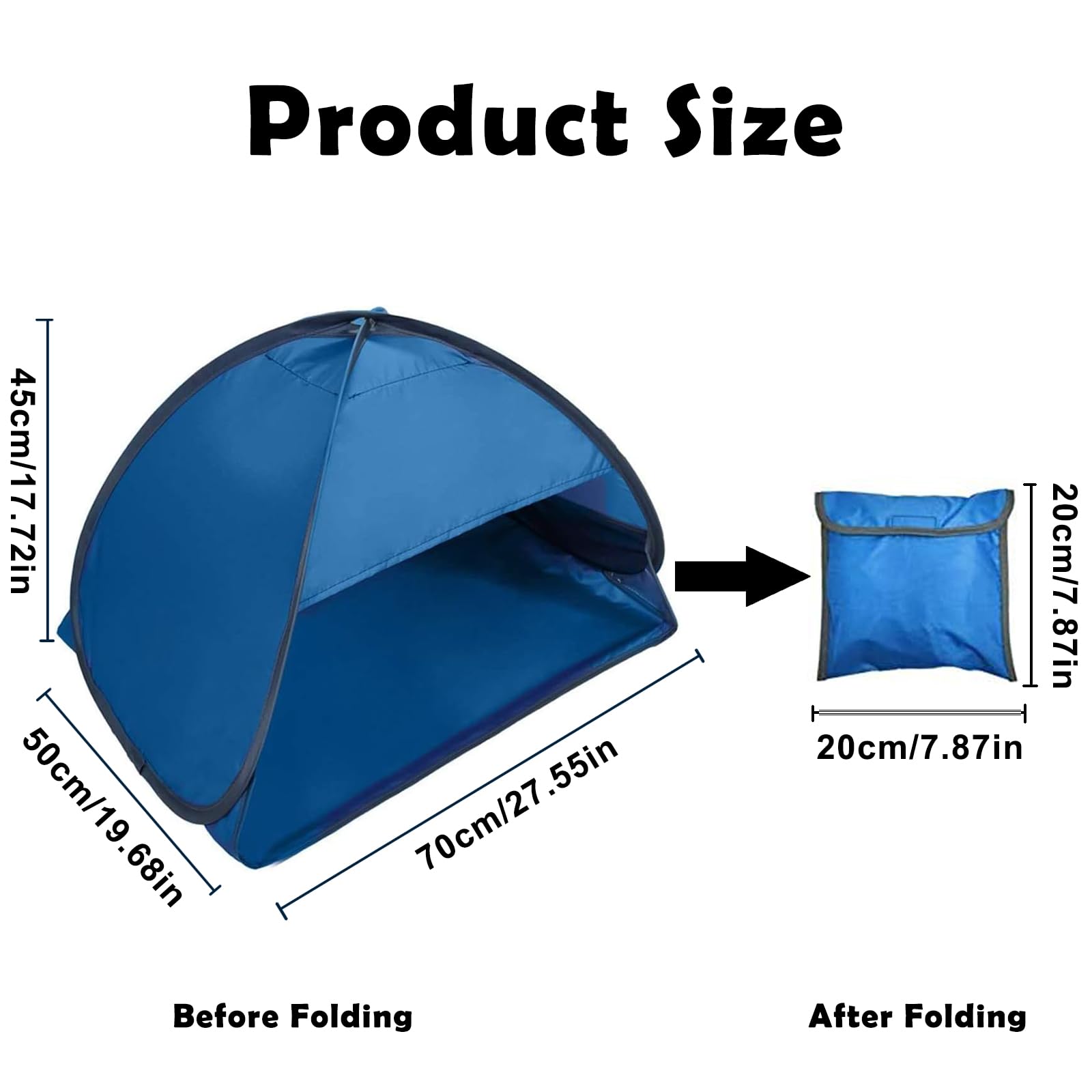 Bleu Mini Tente de Plage Pop Up, Portable Tentes de Tête, Taille M Mini Tente Plage Automatique Pop Up Anti UV, pour Extérieur, Camping, Pique-Nique