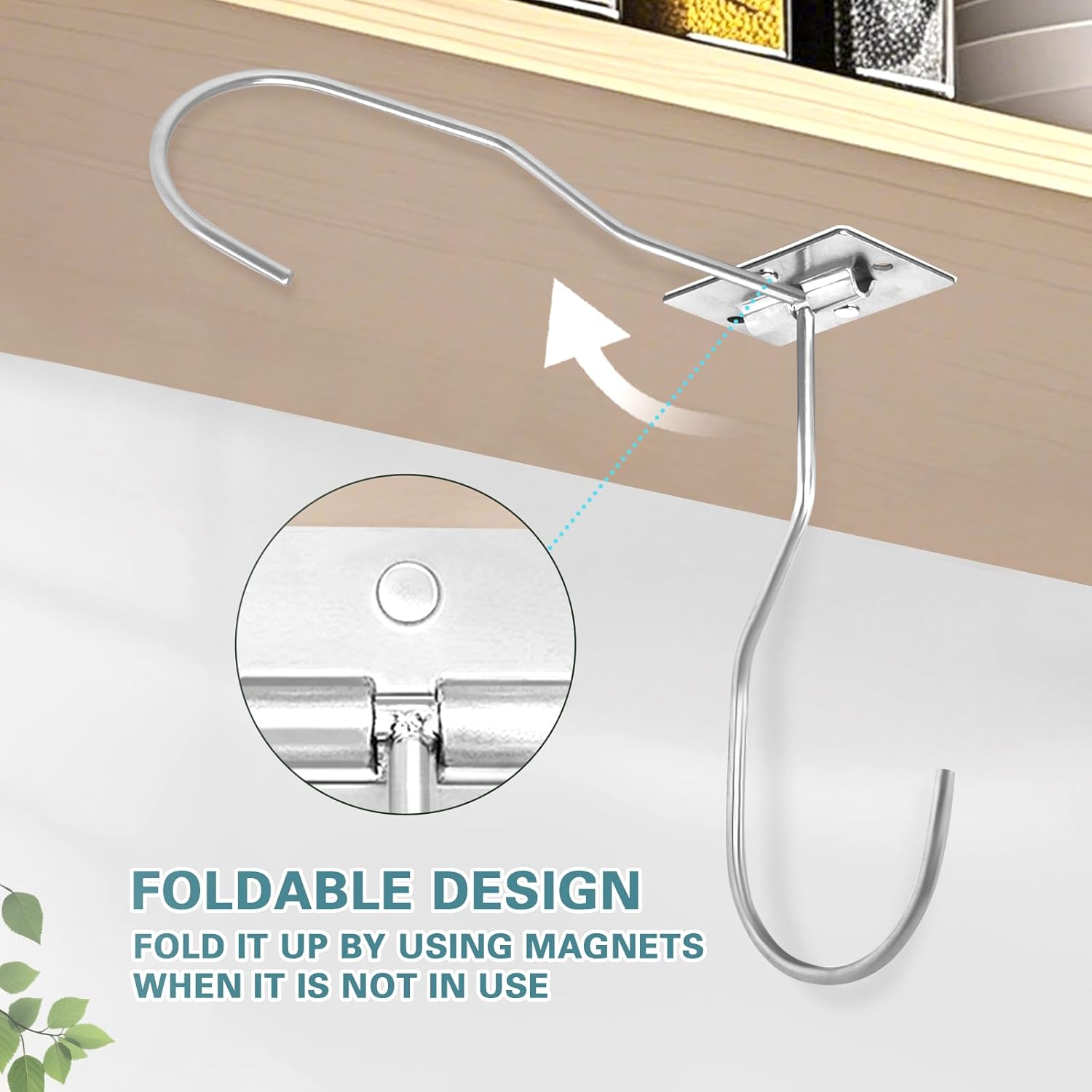 Banana Hanger Hook – Space Saving Banana Holder Hanger to Keep Bananas Fresh, Self Adhesive and Screw Banana Hook 1Pack Silver