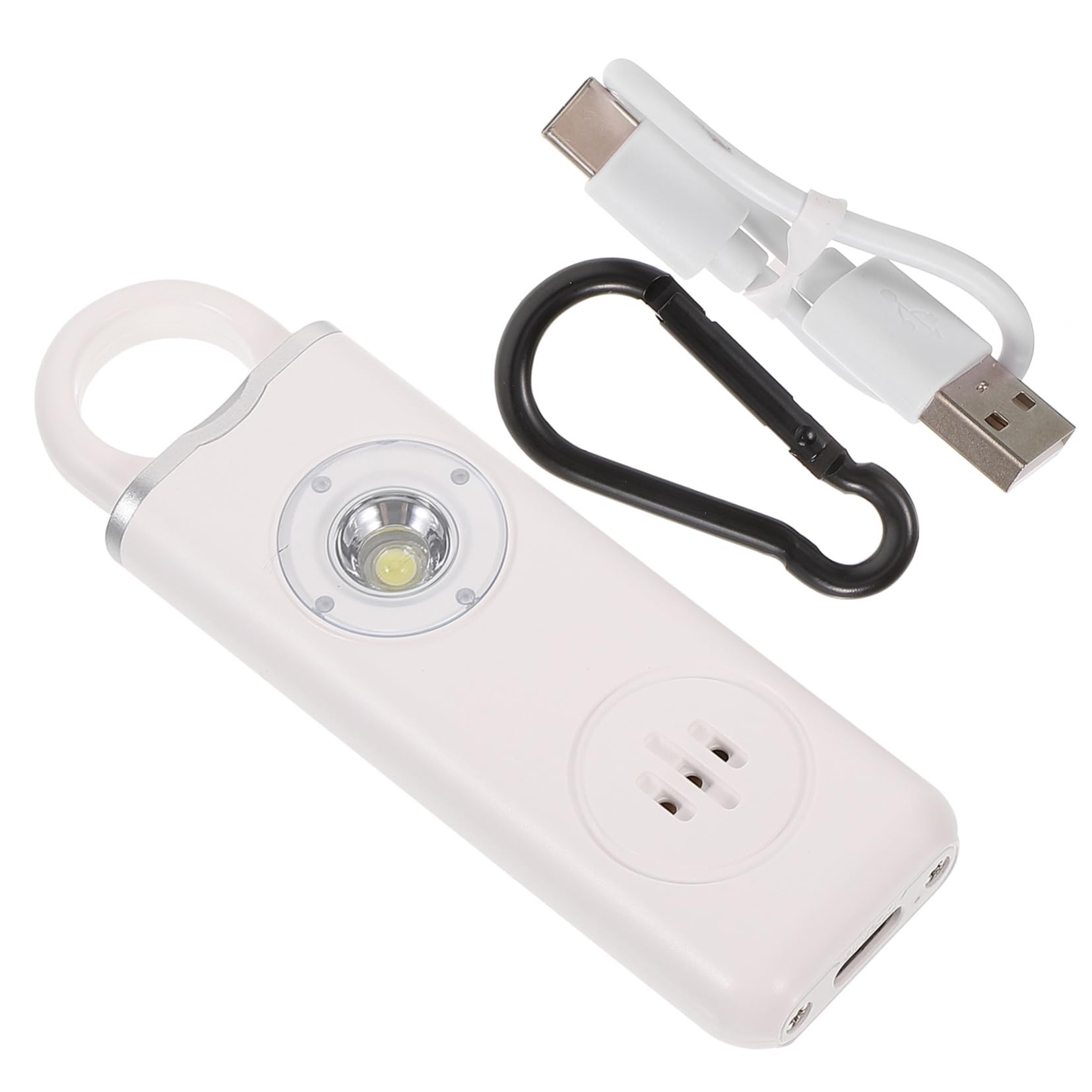 GALPADA Auncia Personale Ricaricabile Da Auto Allarme Donne Di Sicurezza Delle Donne Af- White English Per Le Donne Tag Kit Kit Lock Acciaio Inossidabile