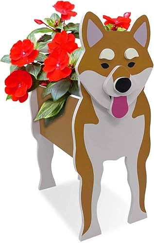 Lindas macetas de jardín para suculentas Shiba Inu, maceta de PVC con drenaje Cocker Spaniel para plantas de interior, jarrón de escritorio único y