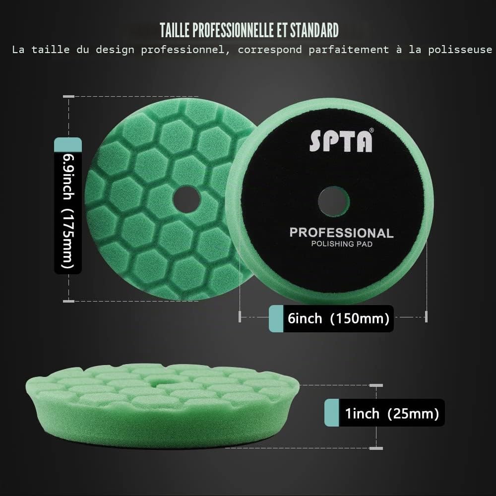 SPTA Lot de 5 éponges de Hex-logiques de 150 mm - pour Polissage, Polissage, éponge, éponge, Ponceuse Excentrique de 150 mm