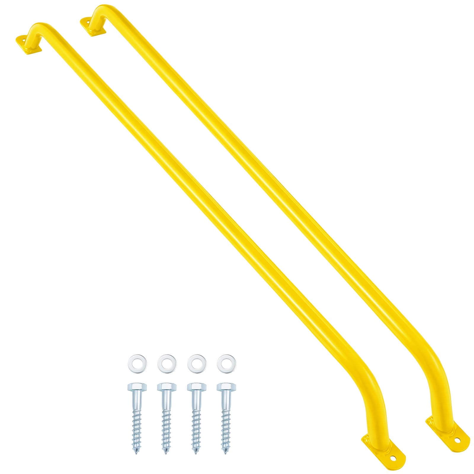 Lounsweer Accesorios para parque infantil, asas de seguridad de metal, mango de escalera para casa de juegos, barras de agarre largas para casa de árbol, escalada en roca, parque infantil (2, amarillo
