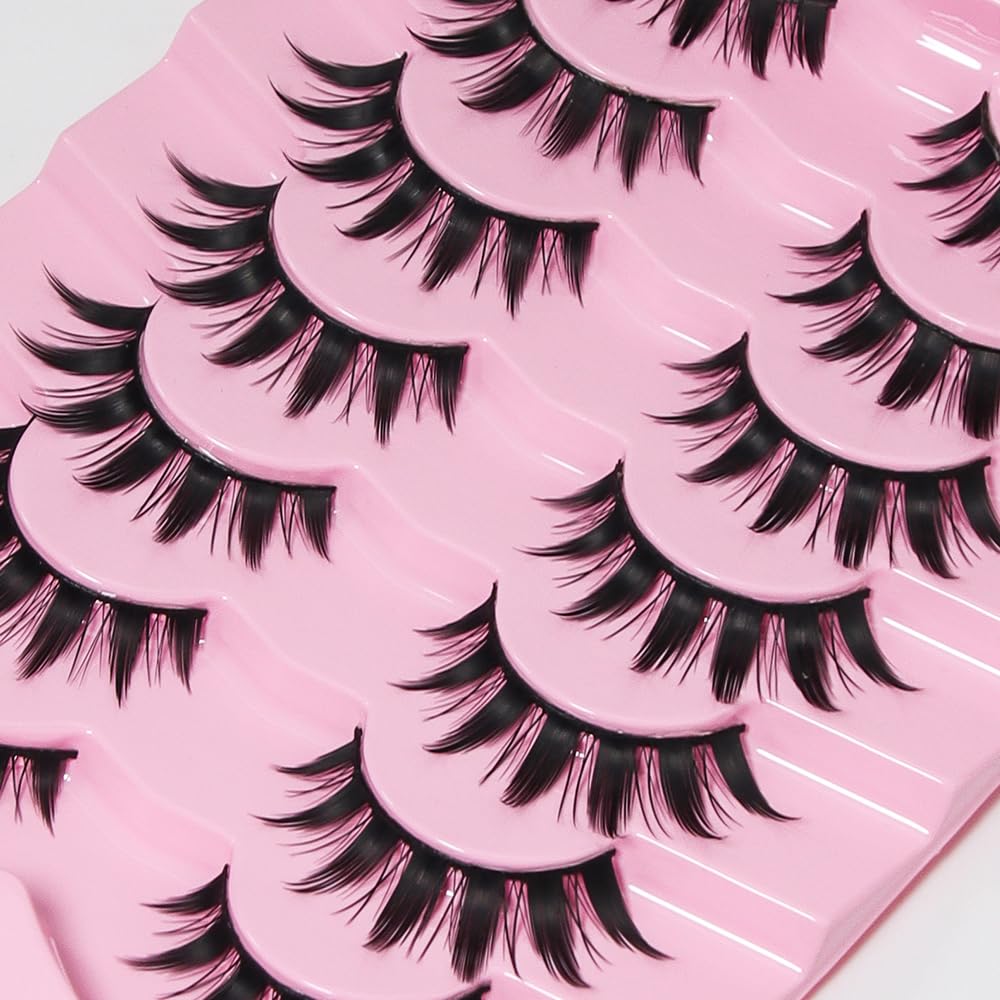 AKARA Ciglia Finte Naturali 7 Paia 3D Ciglia Finte False Eyelashes Visone Artificiale (3D-BN12)