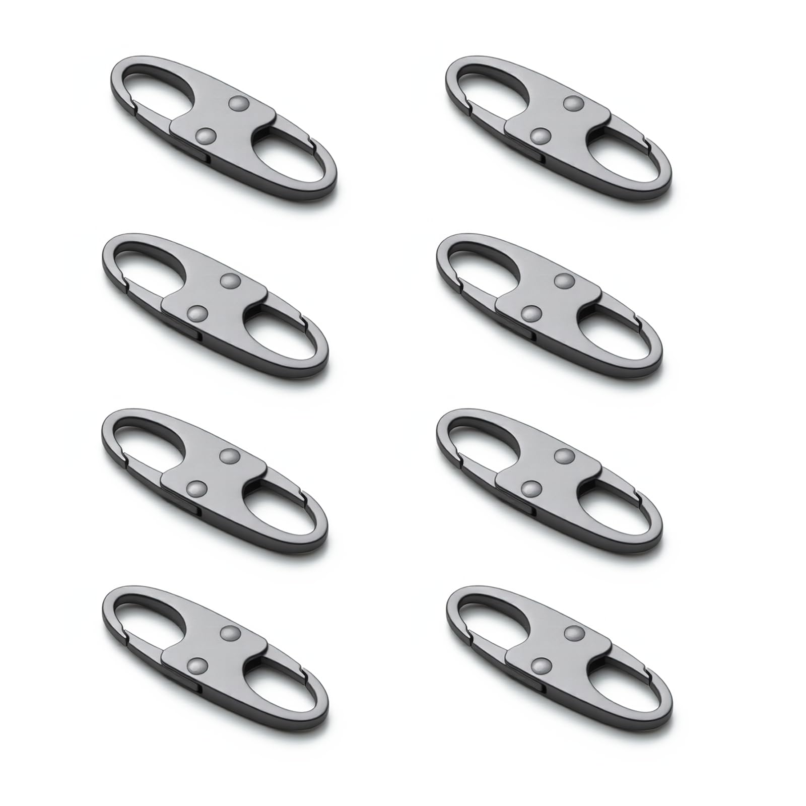 zelin Anti Theft Zipper Clips Double Opening Small Carabiner Clips, 8Pcs Elegant Zinc Alloy Zipper Pull Replacement for Travel, Commuting and Camping (Space Grey)