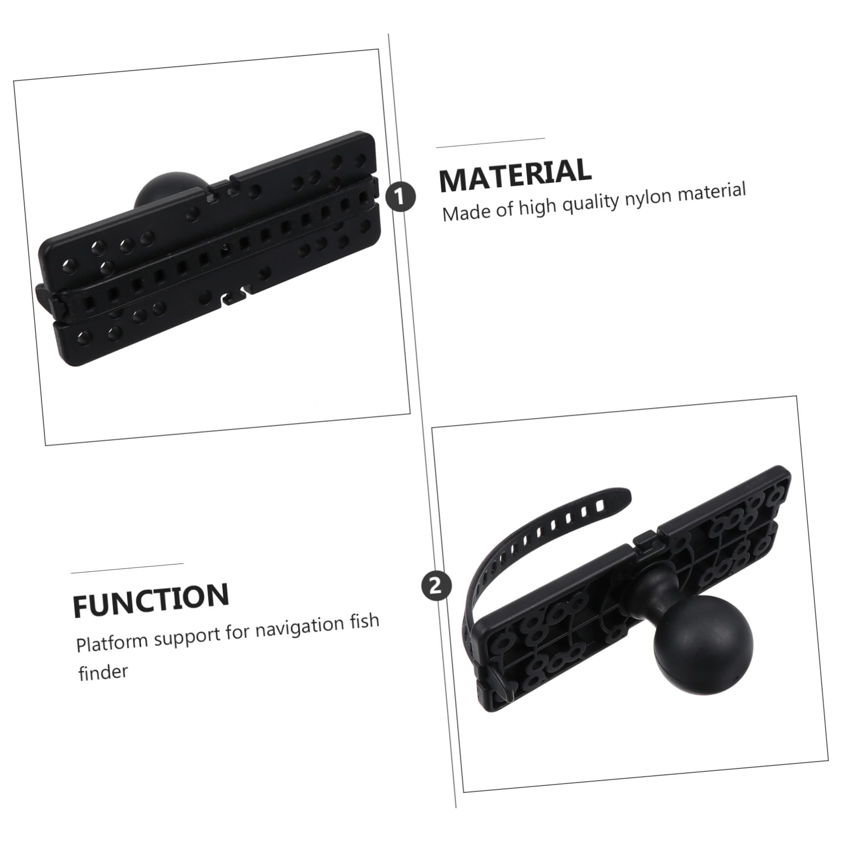 HOMSFOU Halterung für Fischfinder Ball Angelrutenhalter für Boot teleskopisch Fischfinder liefern Bootsrute plat kanu zubehör Fischfindergestell Basis für Fischfinder Nylon Black