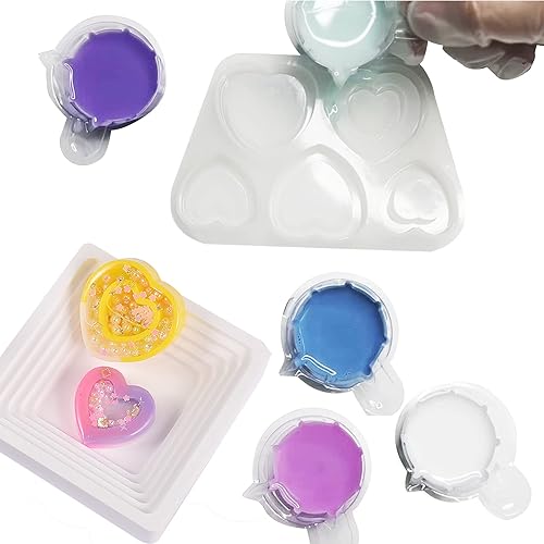 Miniatura 5 de Moldes de silicona para coctelera de resina, moldes de silicona en forma de corazón, moldes de fundición de resina epoxi con hojas de PVC y cuentas