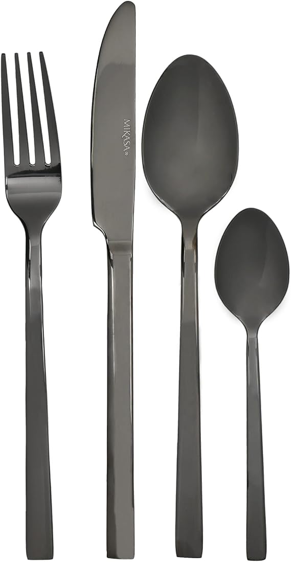 Mikasa Diseno Black Cutlery Set, Polished Stainless Steel, Knives
