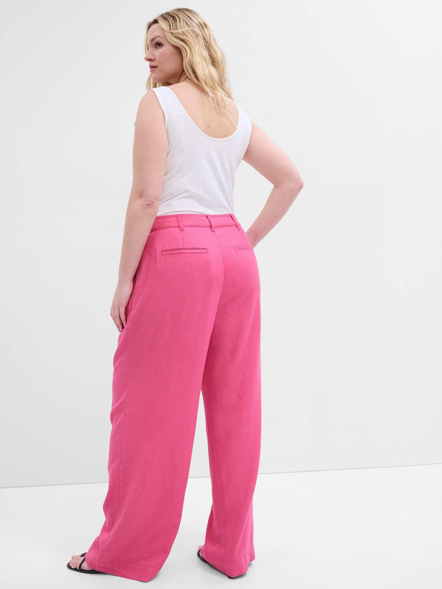 GAP High Rise Linen Wide Leg Pant - Pantalones Mujer