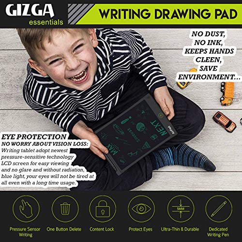 Image of Gizga Essentials Magic Slate Digital LCD Writing Tablet with Stylus Pen & 8.5-Inch Screen, Slate Board for E-Notes, Digital Memo Writing Pad, Drawing, Playing, Toy Gift for Kids & Adults, Black