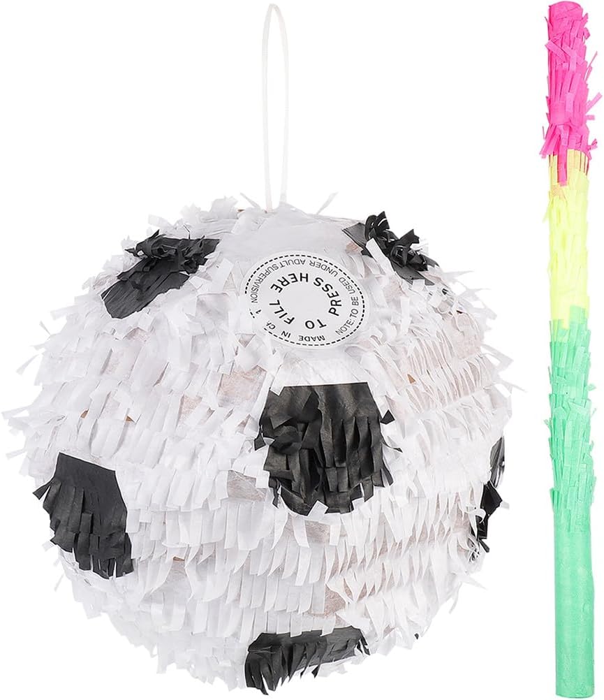 2pcs Soccer Ball Pinata with Stick, Football Birthday Party Supplies, Sports Birthday Decorations for Party Fun