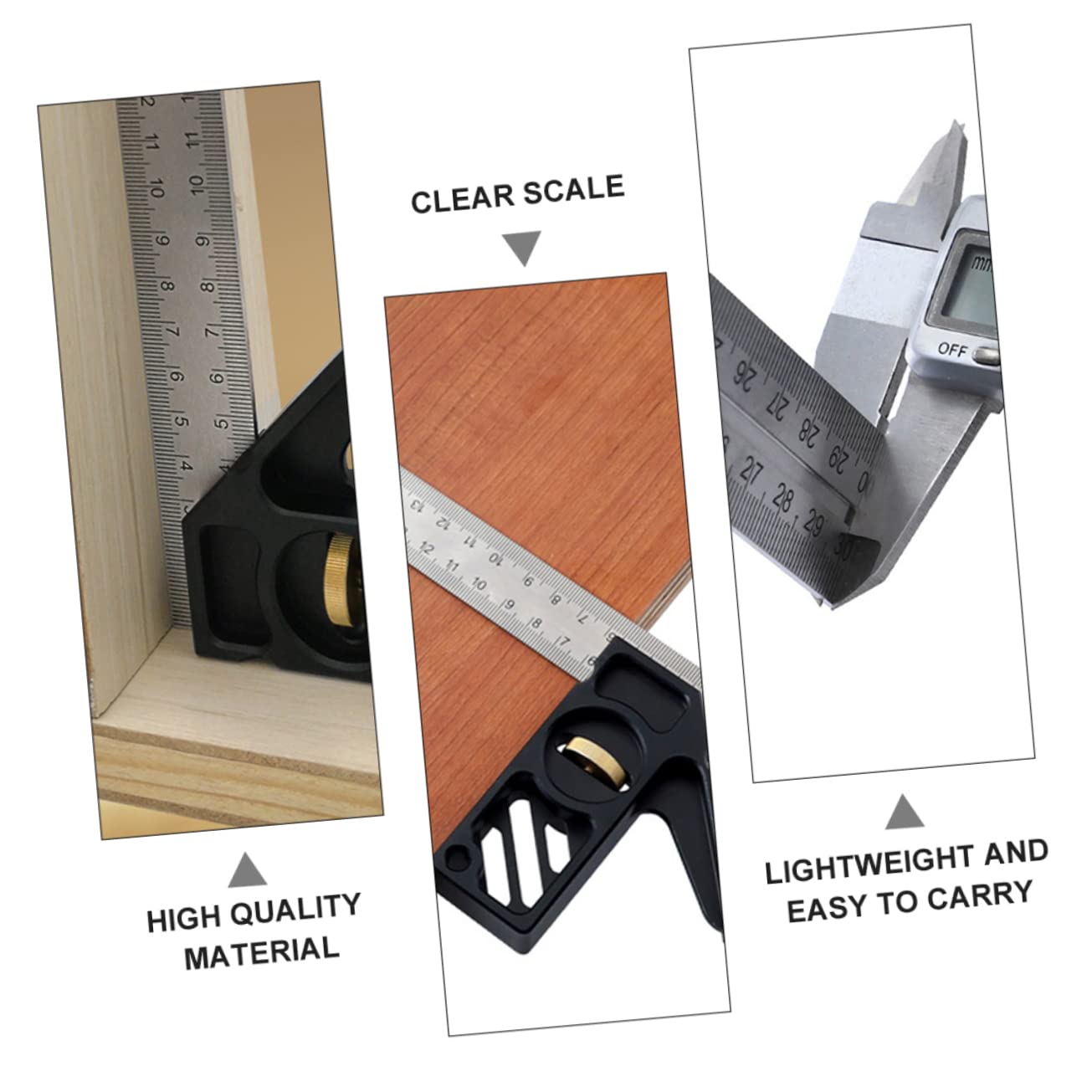 Escuadra de Combinación para Carpintería 45° 90° Escala | Aleación de Aluminio y Acero Inoxidable, Ligera y Portátil, Medición Precisa y Trazado de Ángulos
