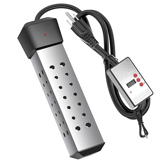 2000W Portable Immersion Water Heater with Build-in Thermostat & Delayed Start - Fast Heating for Buckets, Bathtubs, hot tub & Mini Pools hot tub - Stainless Steel Guard, Real-Time Temperature Display
