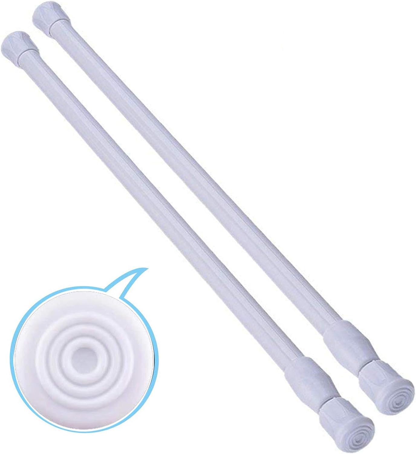 Tension Rods Shower 12 in to 20 Small Adjustable Curtain Rods Window Rods in Extendable Telescopic Width Spring Cupboard Bars for Kitchen Utensils, Closet, Cabinet,Fit in The Spaces to Stay Up,2 Pack