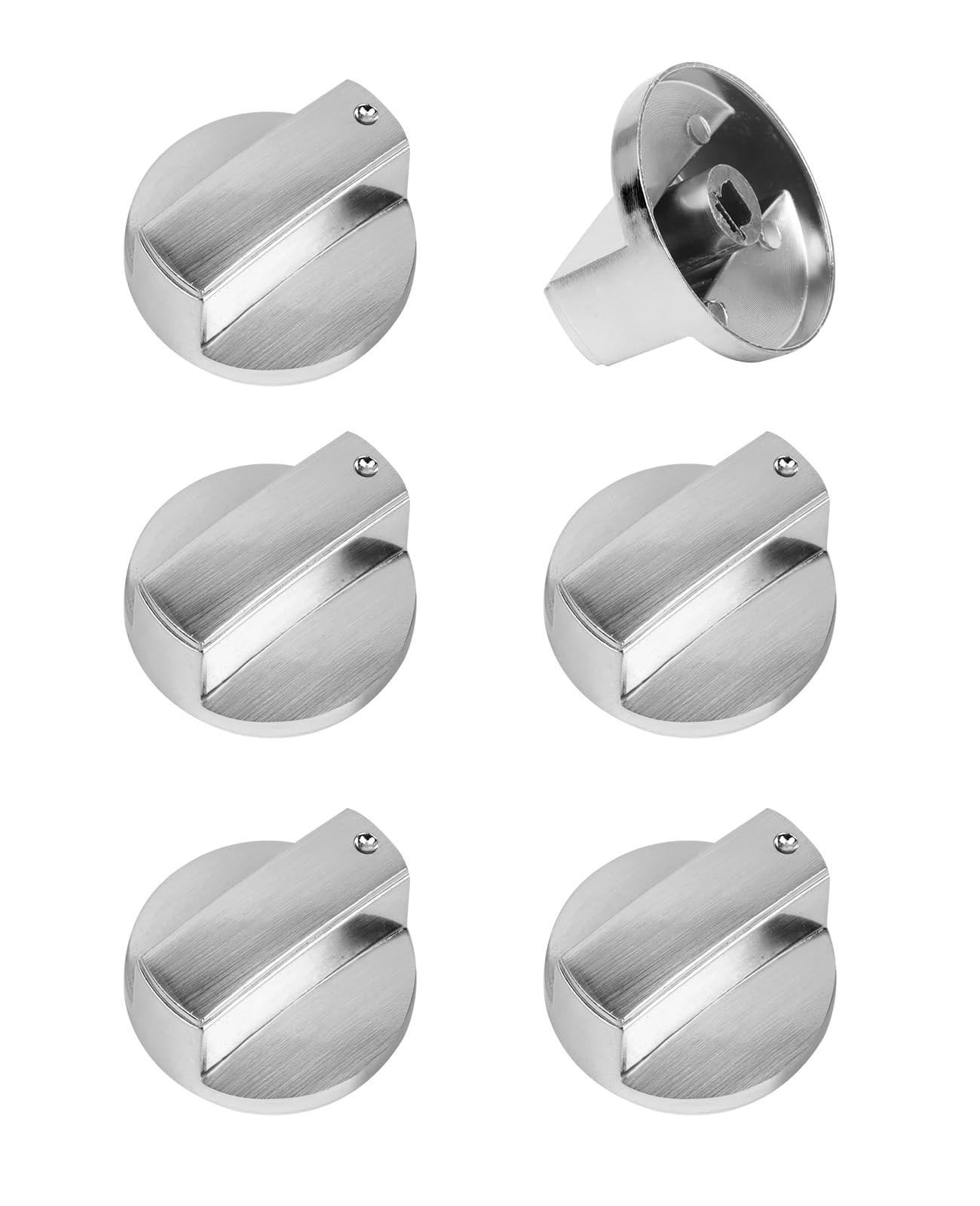 Hommova Silver 6 Pcs Stoves Cooker Knobs, Durable Metal Gas Hob Knobs For Kitchen Cooktop Stove Oven Gas Hob