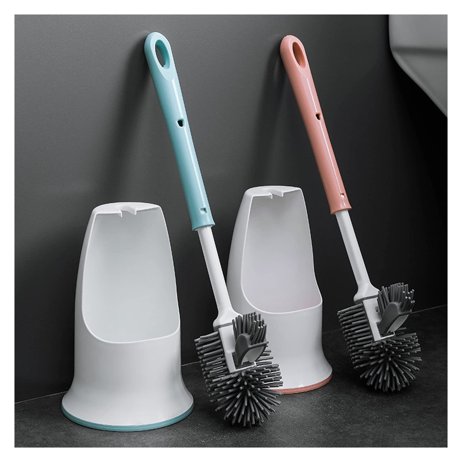 Toilettenbürste, WC-Bürstenhalter-Set, WC-Bürste, WC-Reinigungsset, Heim-WC, Langer Griff, Silikonbürste mit Sockel, WC-Bürste und Halter