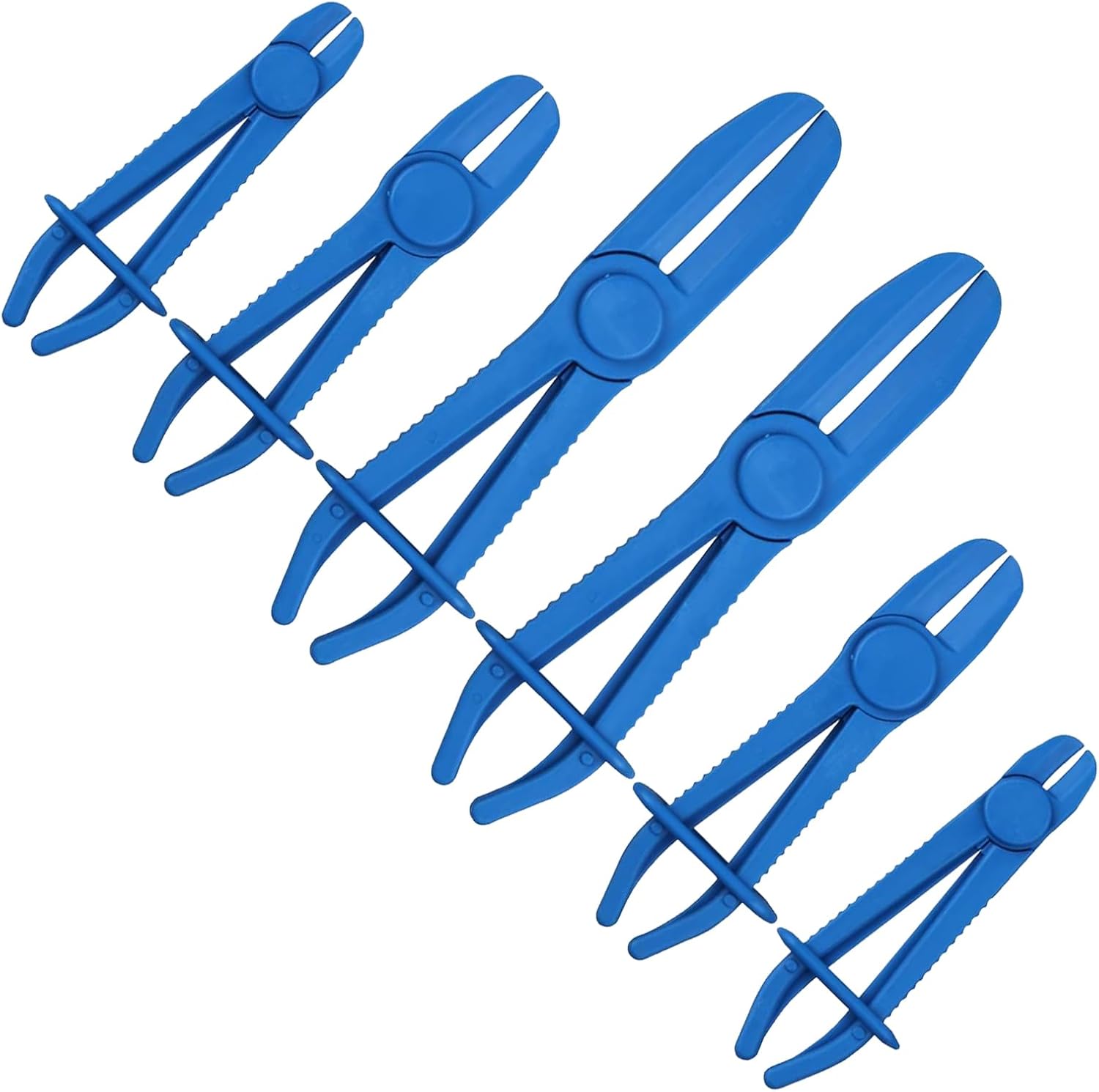 6PCS Hose Pinch Off Pliers, Hose Clamp Pliers, 3 Size Line Pinch Clamps Set, Car Accessories Nylon Fuel Line Clamp Tool Fit for Fuel, Gas, Brake, Radiator, Coolant & Flexible Hoses (Blue)