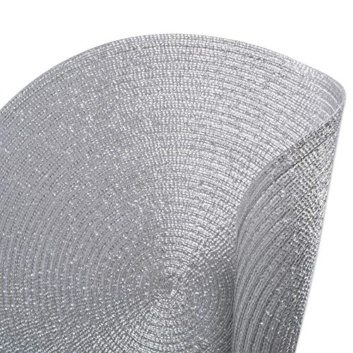 Dii Woven Placemats Collection Metallic Round Placemat Set, 15", Silver, 6 Piece #TOP3