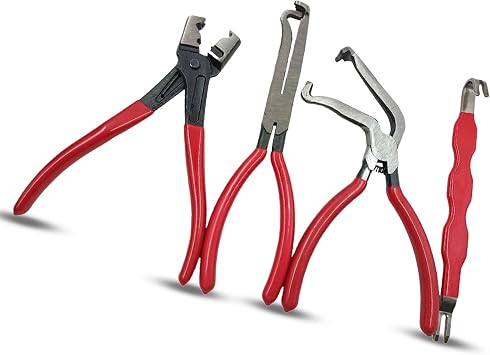 Electrical Disconnect Pliers for Cars 4-Piece - Electrical Connector Disconnect Tool Set, Automotive Plug Connector Separator Removal Tool & Hose Clamp Pliers Straight+60 Degree