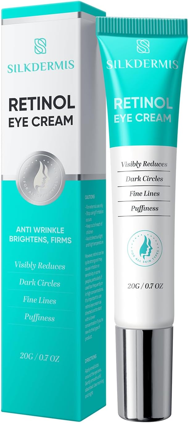 SLIKDERMIS Retinol Eye Cream for Dark Circles: Under Eye Cream for Wrinkles, Anti Aging - Eye Care, Advanced Formula Night Cream (30ml)