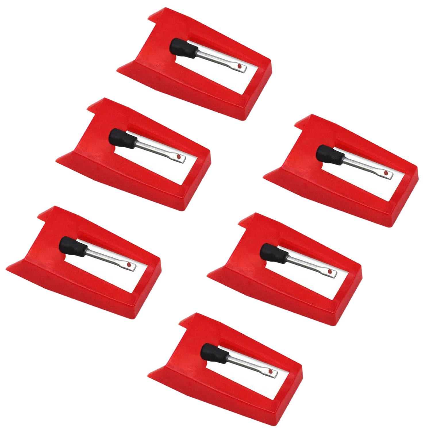 6 pièces Pointe de Lecture, pointe rubis, accessoire de remplacement de stylet de platine vinyle durable pour platine vinyle de valise, phonographe, tourne-disque vinyle vintage, rouge