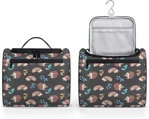 Miniatura 4 de Erizos Animals Pattern Travel Toiletry Bag Water-Resistant Makeup Cosmetic Bag with Hanging Hook Large Capacity Makeup Organizer for Women Travel